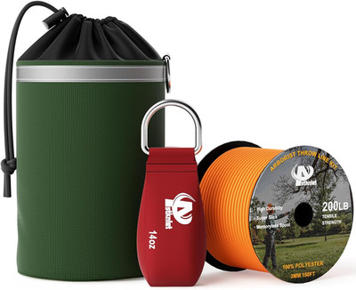 Arborist Throw Line Kit with Slick Rope & 12/14/16Oz Throw Weight & Reflective S