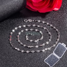 Real 925 Sterling Silver Necklace 2.2mm Lips Chain Thin 14-26" Stamped Ladies