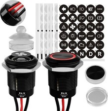 19mm Red LED Latching Push Button Switch 12V 24V 20A IP67 Waterproof Power