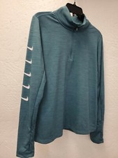 Nike Dri Fit Long Sleeve 1/4 Zip Heather Green Pullover Med Excellent Condition