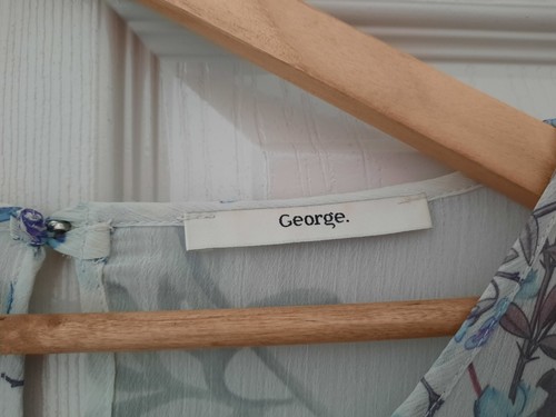 George Ladies Grey Floral Polyester Floaty Blouse Size 18 with Tie Sleeves - Foto 4 di 9