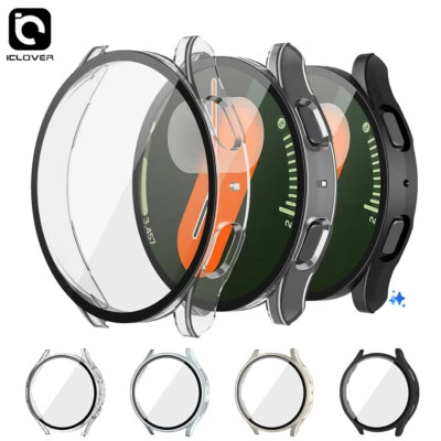 ICLOVER For Samsung Galaxy Watch 8 7 40/44mm Case Cover Tempered Glass Screen Protector