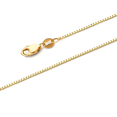 #ad #ad 14k REAL Yellow Gold Solid Box Link Chain Necklace with Lobster Claw Clasp Gift $164.69