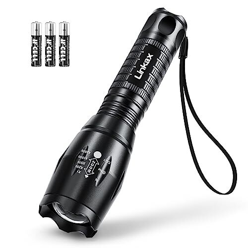 Lampe de Poche, Linkax Lampe Torche LED Ultra Puissante Zoomable Étanche 800LM P