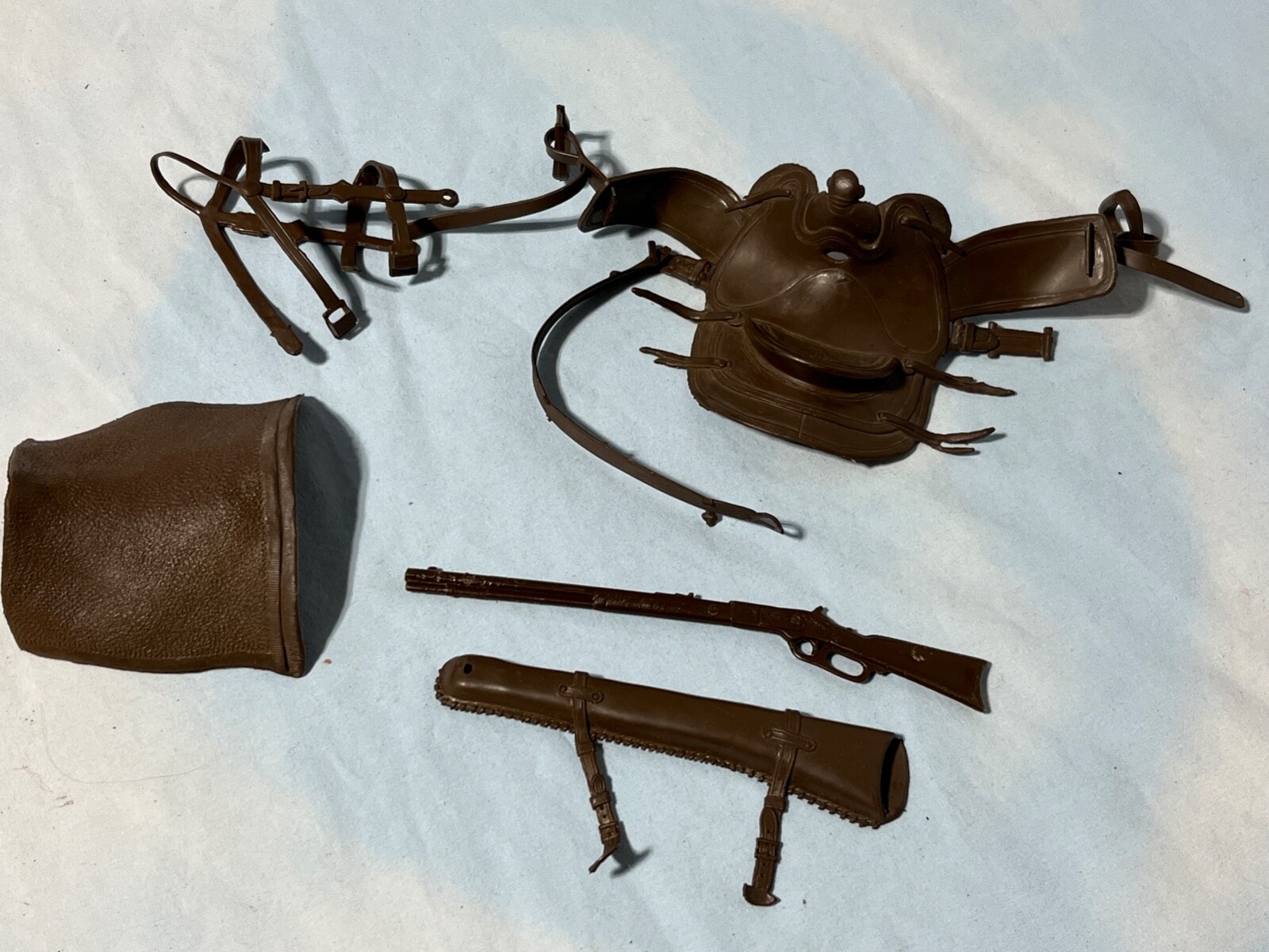 Vintage Marx Johnny West Accessories Saddle, Blanket, Rifle w/Case