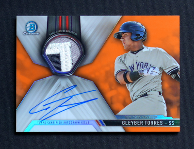 2017 BOWMAN CHROME CAR-GT GLEYBER TORRES AUTOGRAPH RELIC CARD /25