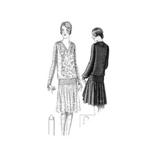 Past Patterns 5019 - Late 1920s V-neck Long Waisted Dress Sewing Pattern bust 38