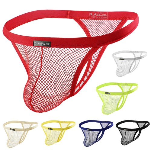 Sexy Men Mesh See-through Pouch T-back Briefs Underwear Thong G-string Panties