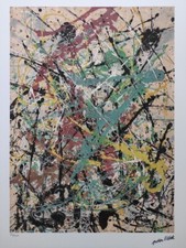 Jackson Pollock Signed - Drip painting - Abstraction - Certificate