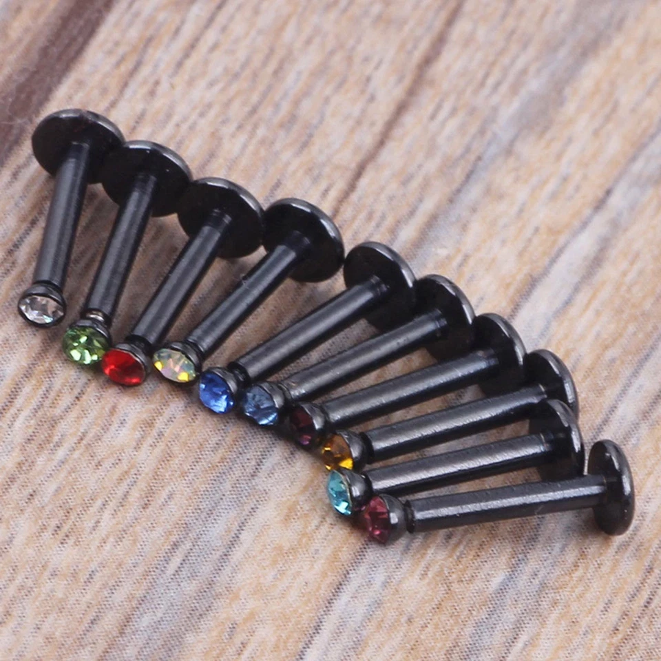 Anillo labial Monroe Labret gema circonita cúbica roscado internamente Tragus hélice pendiente perno Foto 4 de 4