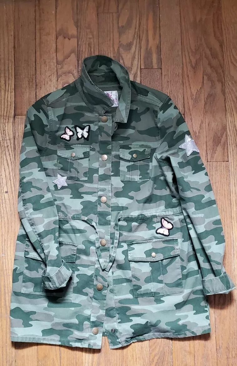 Justice for Girls Kids Camouflage Camo Light Jacket 12 14 smoke pet free home