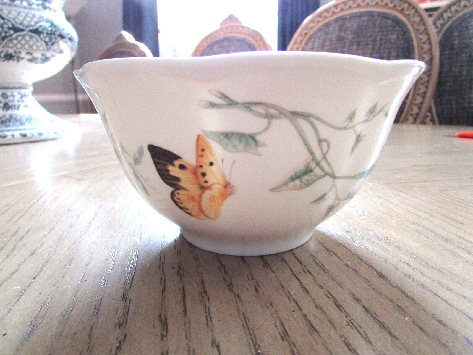 Lenox Butterfly Meadow Dessert Rice Bowl Monarch Butterfly Blue Flowers 5.75