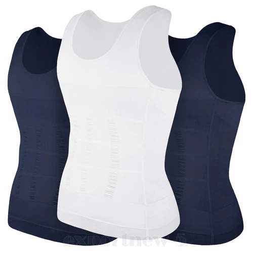 Herren 3er-Pack Schlank Body Shaper Haltung Korrektur Weste Bauch Kompression Tops USA - Bild 27 von 56