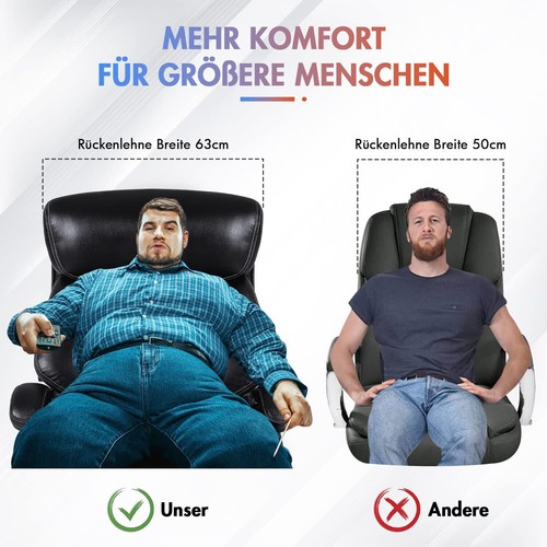 Bürostuhl Chefsessel 200kg Belastbarkeit Ergonomischer Schreibtischstuhl Office - Bild 7 von 7