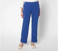 Isaac Mizrahi Scuba Crepe Straight Leg Ankle Pants-Royal Navy-Tall XL-A652915
