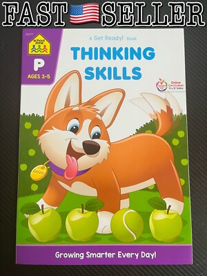 School Zone Get Ready Thinking Skills Workbook, 64 Pages, Ages 3 to 5 - NEW!