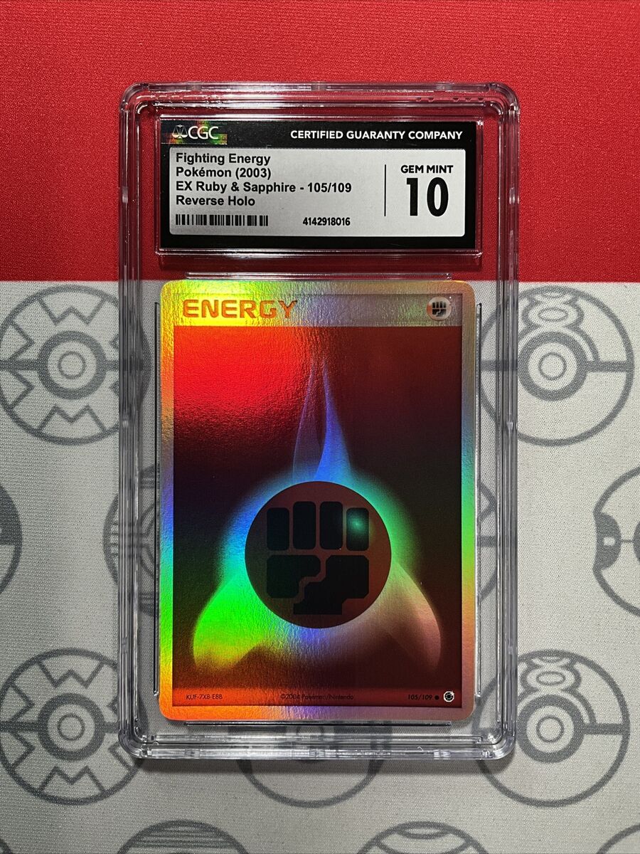 NEW CGC 10 GEM SPANISH Pokemon Ruby Sapphire Fighting Energy NEW CGC 10 GEM SPANISH Pokemon Ruby Sapphire Fighting Energy