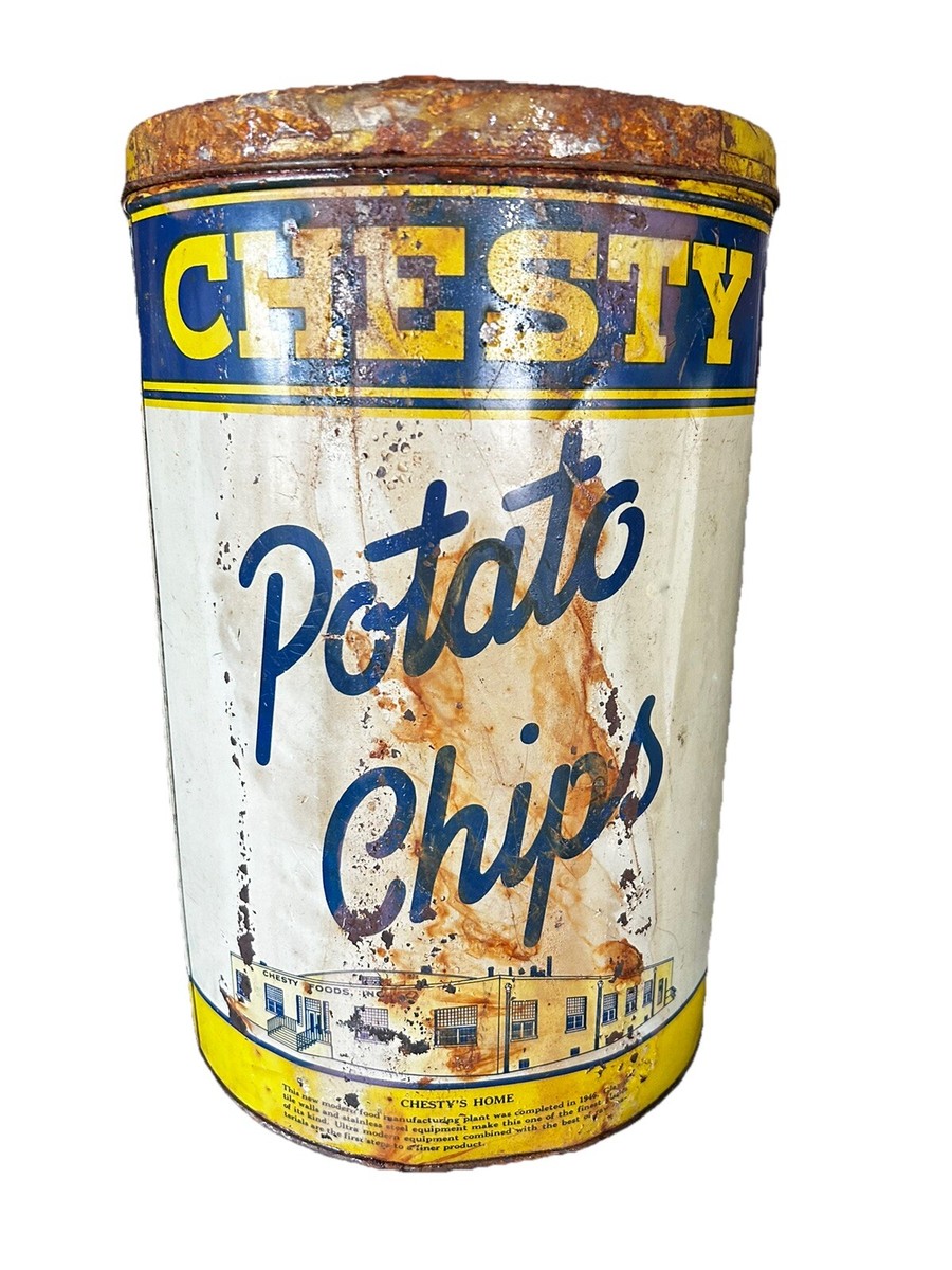 CHESTY POTATO CHIP 1 LB TERRA HAUTE INDIANA Advertising TIN 1940