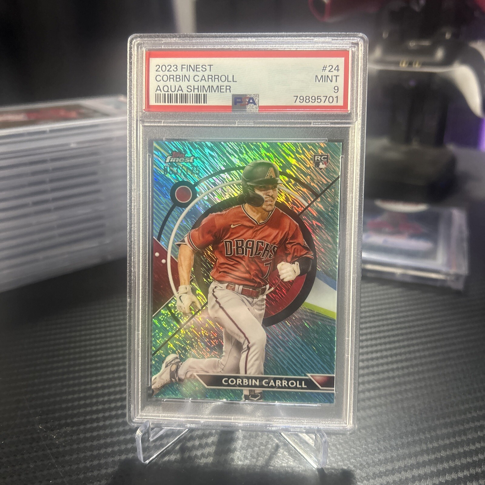 2023 Topps Finest Corbin Carroll Aqua Shimmer Refractor /175 PSA 9 RC