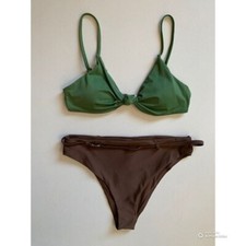 Andie Size Large Bikini Set Green  Brown Color Block NWT