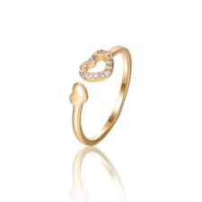 9ct Yellow Gold Plated Finger Heart Midi Toe Adjustable Sizeable Ring UK P Gift