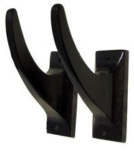 Set 2 Indoor Outdoor Surfboard Wall Racks Eco Black Teak Wood Fins In or Out