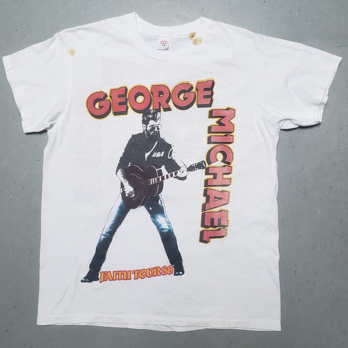 GEORGE MICHAEL  THE FAITH TOUR Tシャツ Vintage George Michael Faith Tour T Shirt (Size L) — RootsBK
