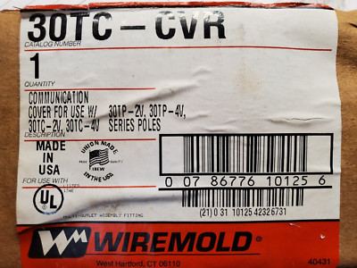 Wiremold 30TC-CVR Tele-Power Pole 12'' Cover, 4 KO's for RJ11/RJ45 Conns, White