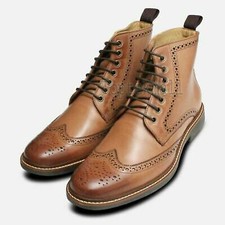 Handmade Men's Leather Brown Ankle high boots custom Two Tone shoes Boots-884