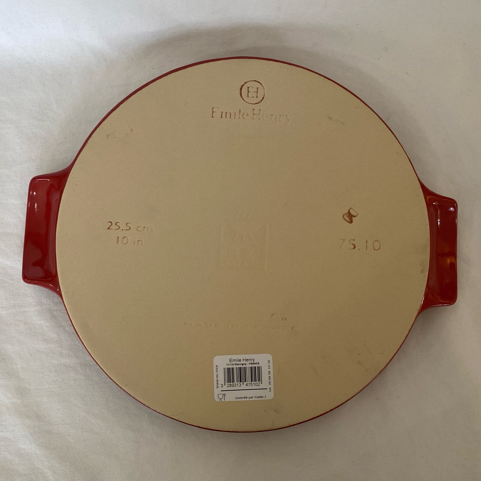 Emile Henry 10 INCH CERAMIC PIZZA STONE NEW NWT RED Made in France eBay