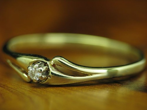 14kt 585 Gelbgold Ring mit Brillant Besatz / Diamant / 1,3g / RG 54 - 第 2/6 張圖片