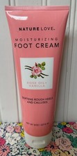 JUMBO SIZE SEALED NATURE LOVE ROSE OIL VANILLA MOISTURIZING FOOT CREAM 8 OZ