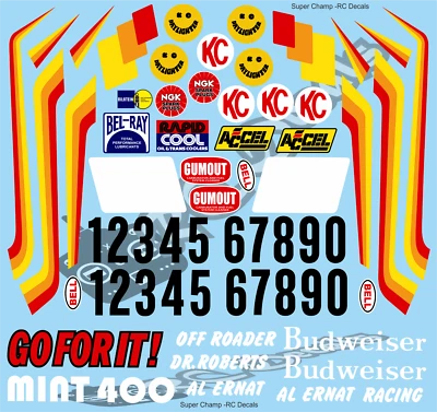 Vintage Super Champ Decals / Stickers choice of colour - Tamiya Schumacher