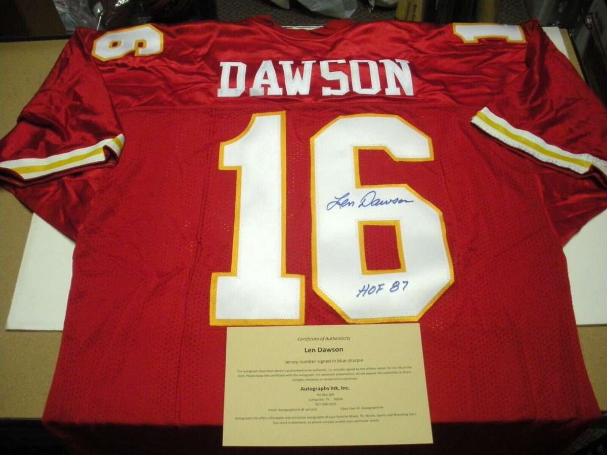 LEN DAWSON KANSAS CITY CHIEFS HOF W/COA SIGNED OFFICIAL LICENSED