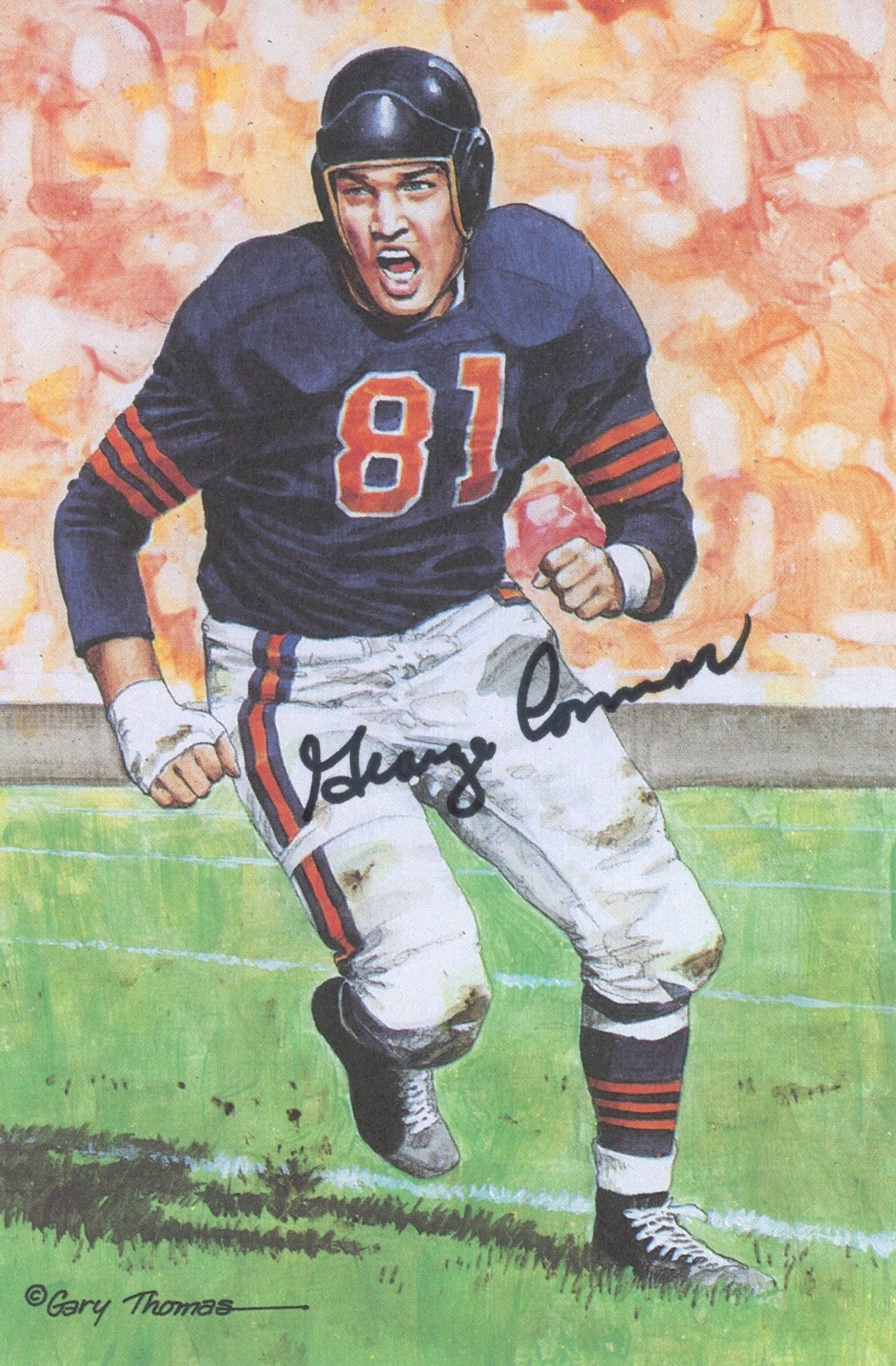 George Connor HOF Autographed Signed Goal Line Art GLAC Postcard Bears JSA 180892 