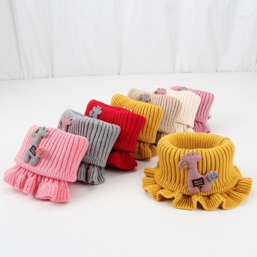 6 Colors Baby Knitted Scarf Cartoon Giraffe Ruffle Neck Warmer Girls Kids Access - Picture 8 of 29