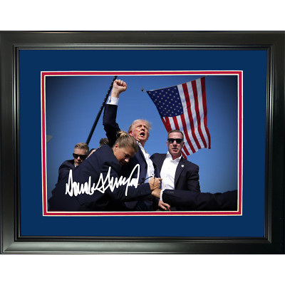 Framed Donald Trump Rally Assassination Attempt PA Facsimile Auto 11''x14'' Photo