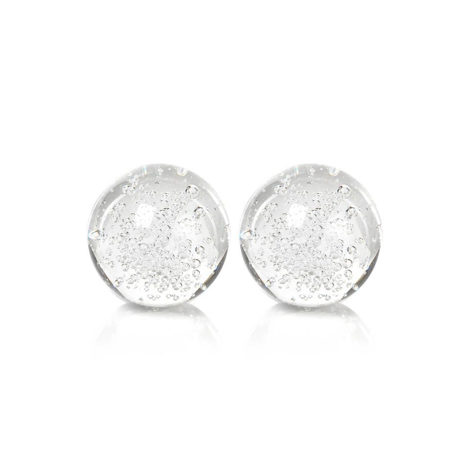 3.5" Crystal Decorative Ball, Bubbles Design (Set of 2) Clear eBay