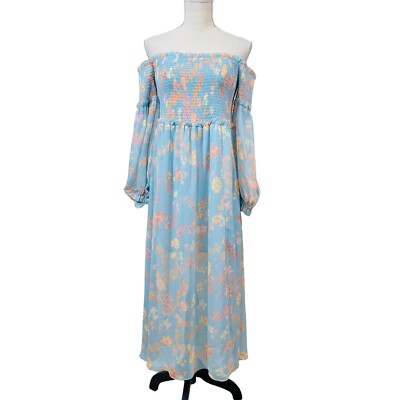 French Connection Floral Smocked Midi Dress Size 8 Boho Dainty Cottagecore
