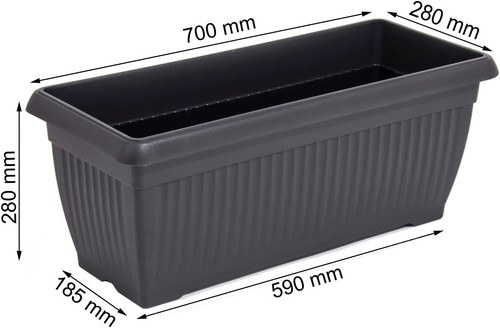 Trough Plant Pot Balcony box Plastic Bel Garden Patio Planter Terra 60 70 80cm - Picture 13 of 22