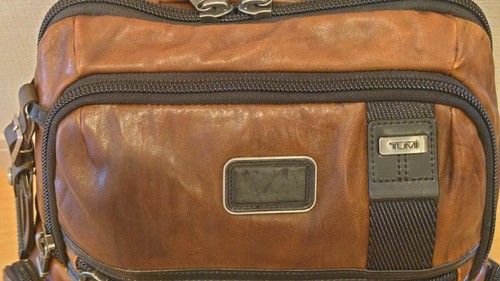 TUMI Backpack Rucksack Leather Brown Plain 92681DB2 Used - Picture 3 of 20