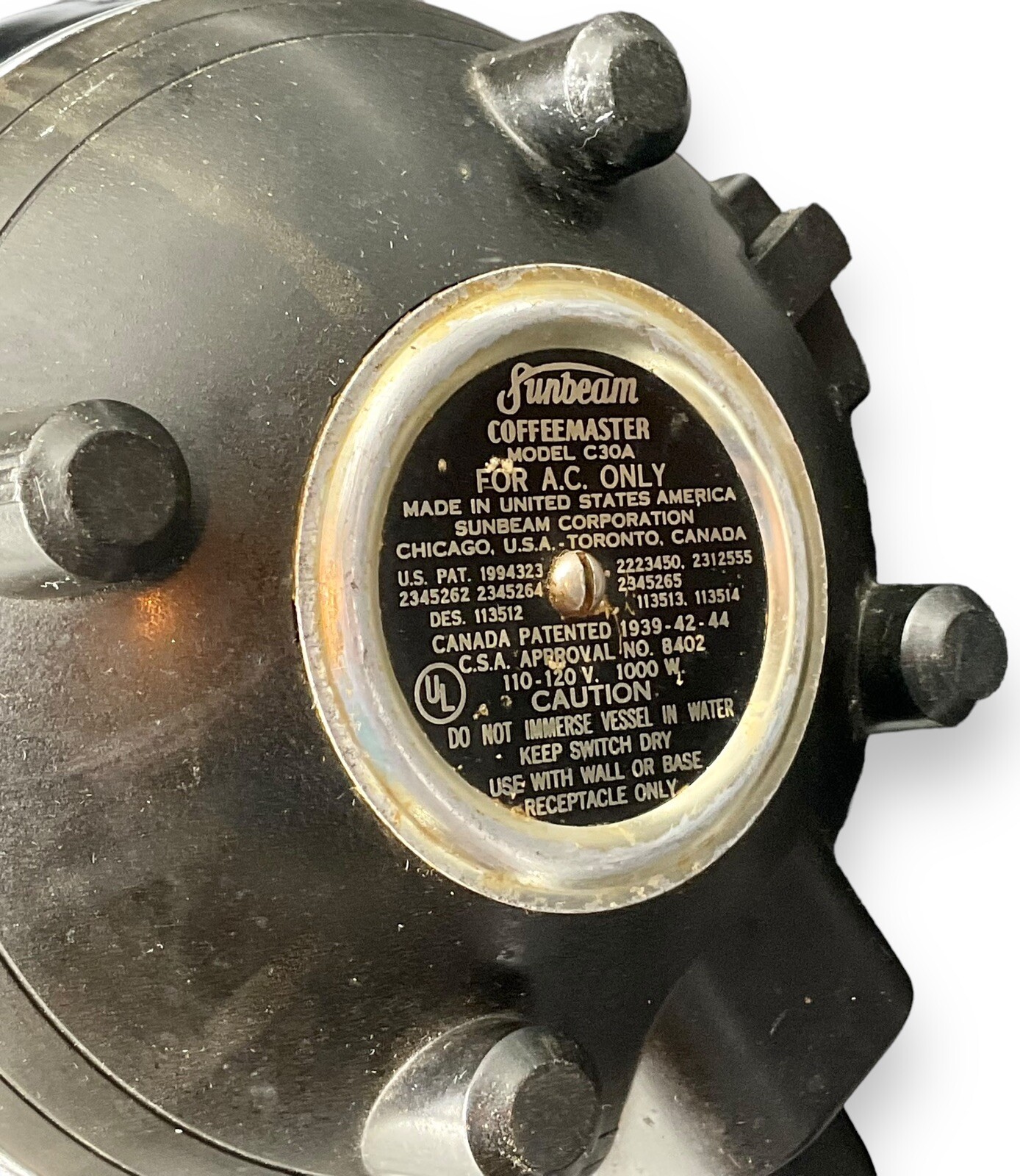 Sunbeam Vintage Vacuum Siphon Chrome Coffeemaster C30A W/ Cord For