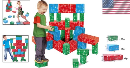 Brightly Colored Extra-Thick Jumbo Building Blocks for Creative Play - 3 Sizes - Picture 2 of 7