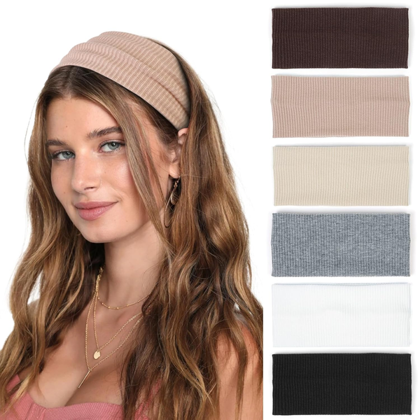 StirnbäNder Damen Elastische Breite Haarband Boho Weiche Stirnband Sport Yoga Mo-image