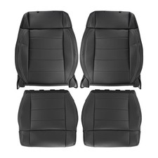 Front Driver Passenger Seat Cover Bottom Top Black Artificial Leather 2007-2012