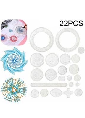 Zeichnen Kunst 22er Set Spielzeug Geometrische Spirale Schreibwaren Werkzeug Spirograph Lineal