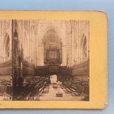 Stereoview Karte 3D um 1880 York Yorkshire Münster Kathedrale Innenraum