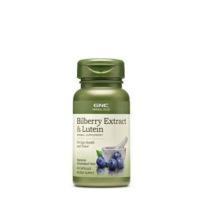 GNC Herbal Plus Bilberry Extract and Lutein Supplement, Vegetarian, Supports ...