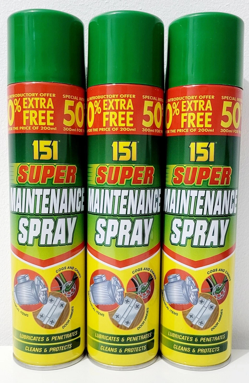 3 x 300ml 151 Super Maintenance Spray Lubricates & Penetrates Cleans & Protects
