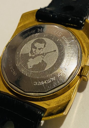 Orologio Uomo Moeris JB James Bond 007 Sean Connery Image Cinturino Pelle Placcato Oro - Foto 9 di 17